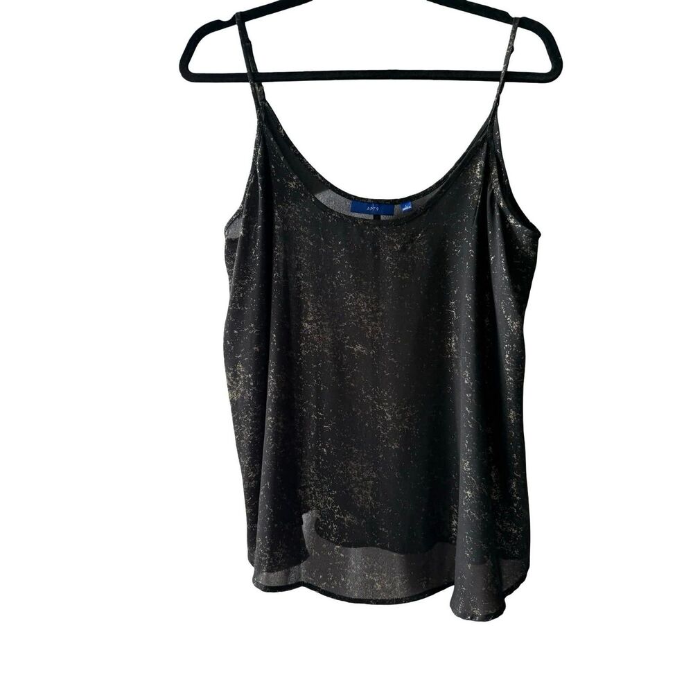 sheer black tank top with gold speckles